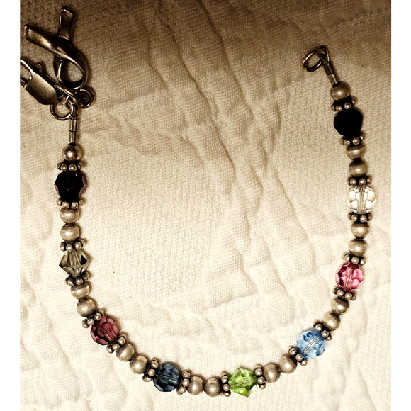 Sterling Silver Rhinestone Breast Cancer Awareness Bracelet 7" - Picture 6 of 7